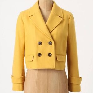 Anthropologie Cartonnier Mustard Yellow Wool Coat Size M